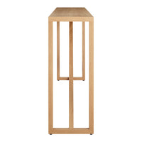 Light wood console table with a minimalist design featuring clean lines and natural finish.