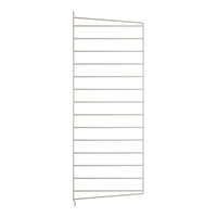 Gray metal wire shelving unit with horizontal bars, featuring a sleek and minimal design. Ideal for storage solutions.