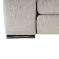 Light gray textured fabric with a subtle pattern and dark metal base. Perfect for modern living spaces.