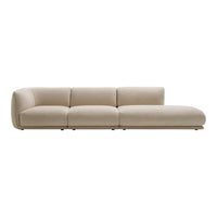 Beige modern sectional sofa with smooth, minimalist design and no patterns, perfect for contemporary interiors.