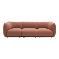 Soft terracotta sofa with smooth, rounded edges and a minimalist design. Perfect for modern interiors.