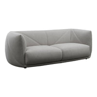 Light gray modern sofa with a sleek, minimalist design and subtle geometric patterns on the upholstery.