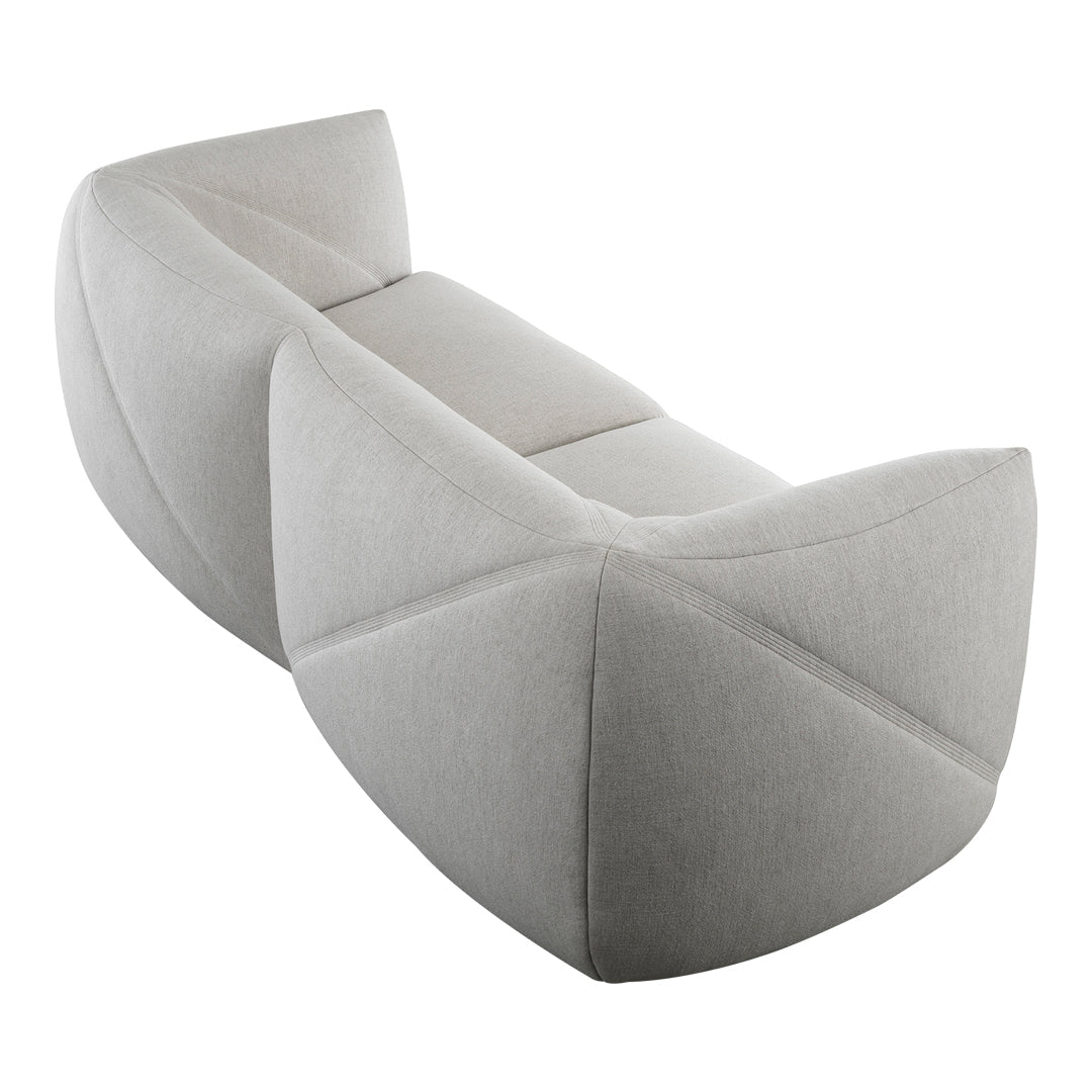 Light gray geometric sofa with modern, angular pattern design, ideal for contemporary interiors.