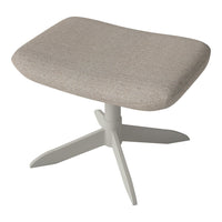 Soft beige upholstered stool with a textured fabric and sleek white five-point base, ideal for modern interiors.