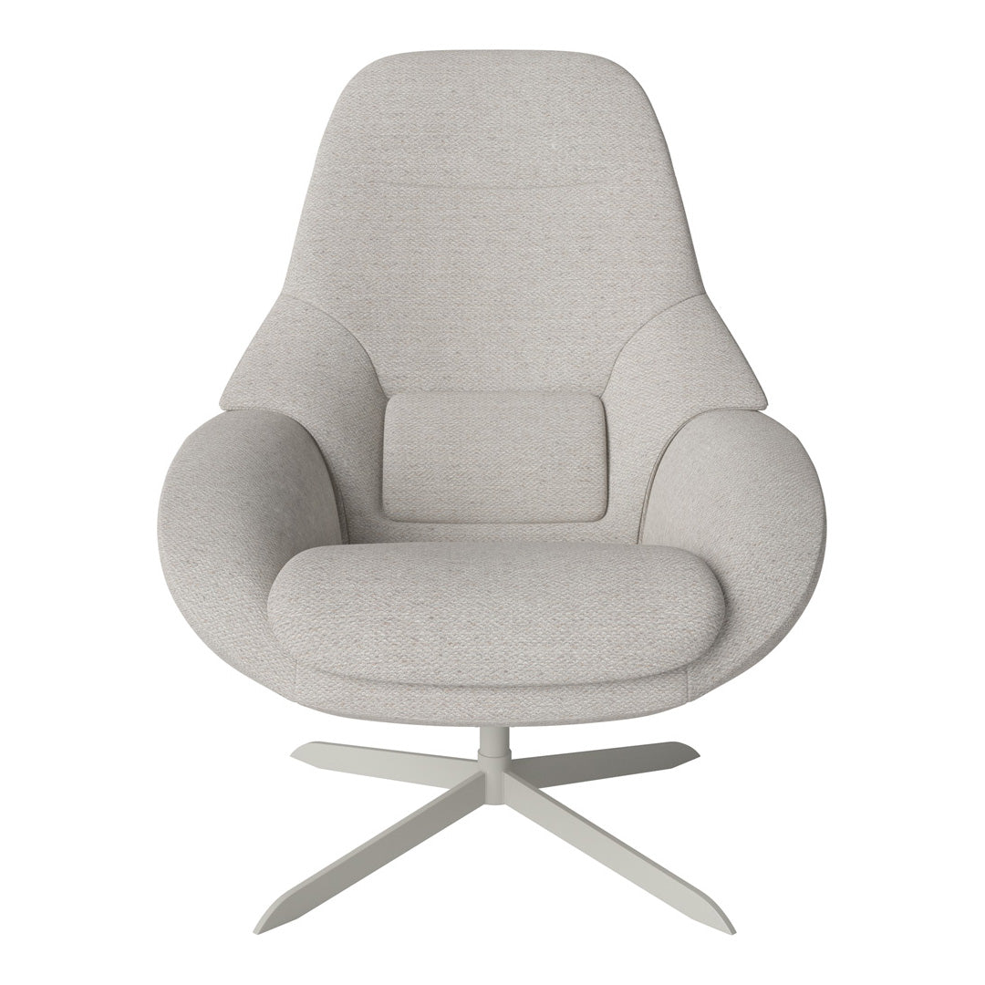 Light gray upholstered modern chair with a sleek design and subtle texture, enhancing contemporary decor.