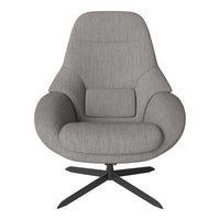 Gray upholstered chair with a smooth, modern design and subtle texture on a black star base. Perfect for stylish interiors.