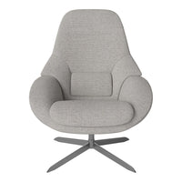 Modern gray upholstered chair with a smooth, minimalist design and subtle texture, perfect for any contemporary space.