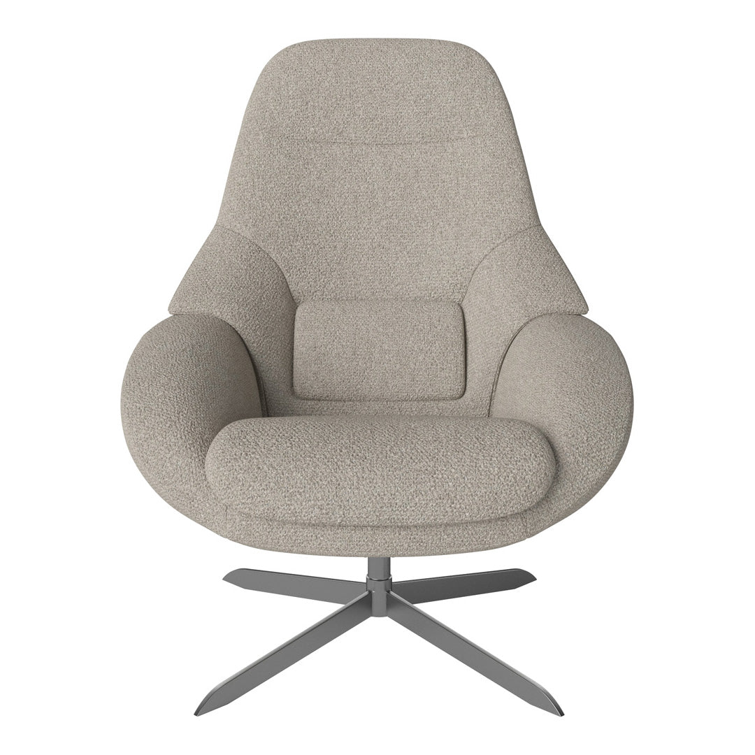 Light gray upholstered chair with a sleek, modern design and smooth contours. Ideal for stylish interiors.
