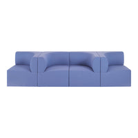 Stylish blue modular sofa with rounded shapes and smooth textures, perfect for modern living spaces.