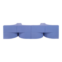 Modern blue foam sofa with curved geometric design for a stylish touch in contemporary interiors.