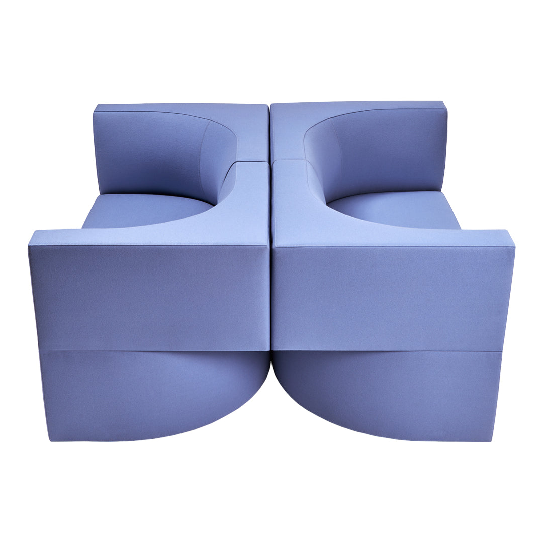 Modern two-piece sectional sofa in soft lavender with smooth, minimalist curves. Perfect for contemporary decor.