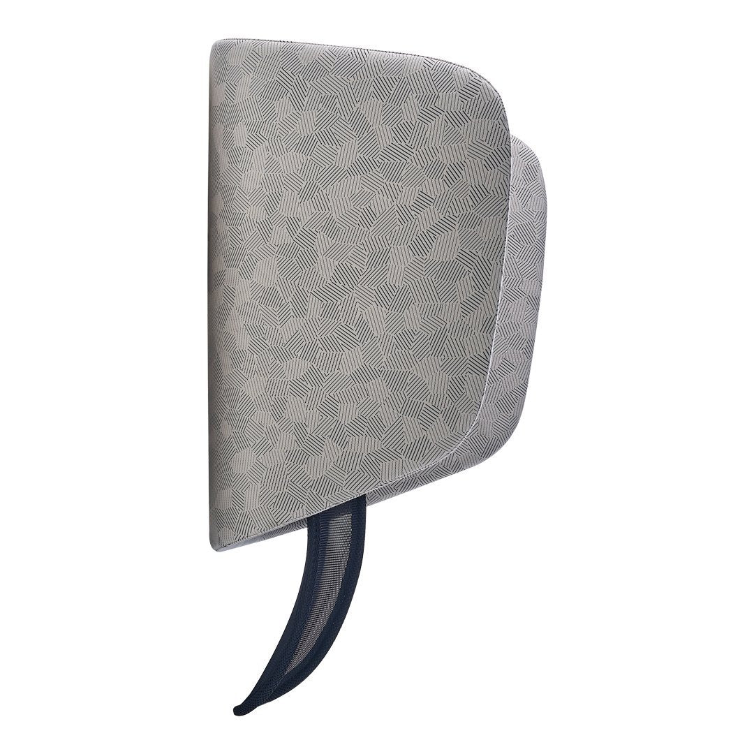 Gray textured fabric with a subtle geometric pattern and sleek black accents. Ideal for minimalist decor.
