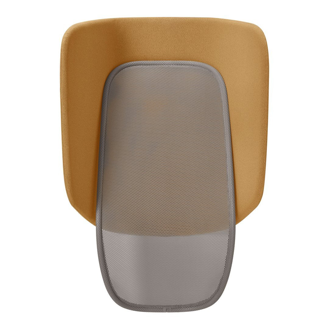 "Soft mustard yellow top with sleek gray mesh pattern, perfect for modern interiors."
