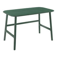 "Rectangular green wooden table with smooth surface and simple pattern, perfect for modern spaces."