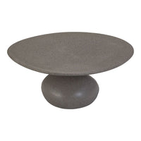 Gray stoneware cake stand with a smooth, matte finish and rounded base. Modern minimalist design with subtle texture.
