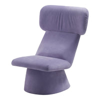 Purple upholstered modern lounge chair with a smooth, sleek design and minimalist style.