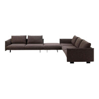 Stylish brown sectional sofa with a modern pattern and sleek lines, perfect for contemporary living spaces.