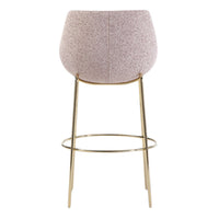 Pink textured bar stool with a sleek gold metal frame. Modern design for stylish interiors.