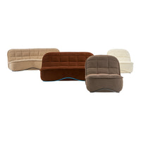 Colorful sofa options featuring beige, brown, cream, and taupe with a textured, quilted pattern.