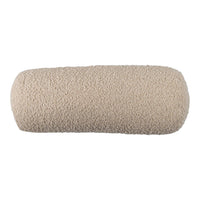 Textured beige bolster pillow with a soft, fuzzy pattern, ideal for home decor and comfort.