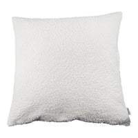 Soft, fluffy white pillow with a textured, cozy pattern, perfect for adding comfort to any space.