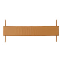 Tan fabric storage organizer with a smooth, solid pattern and side straps for easy attachment. Perfect for decluttering.