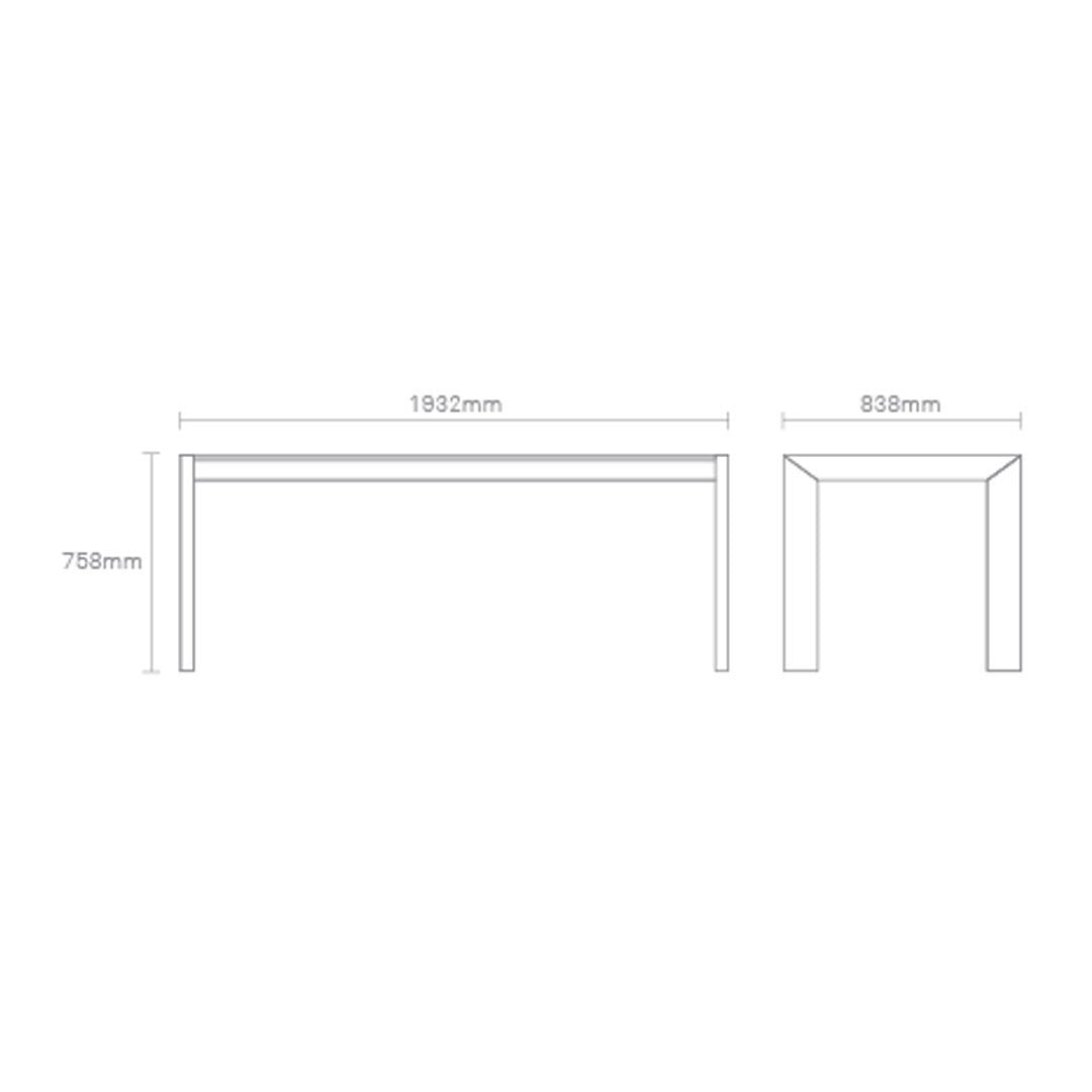 Sleek, modern table design showcasing clean lines and a minimalist silhouette in a natural wood finish.