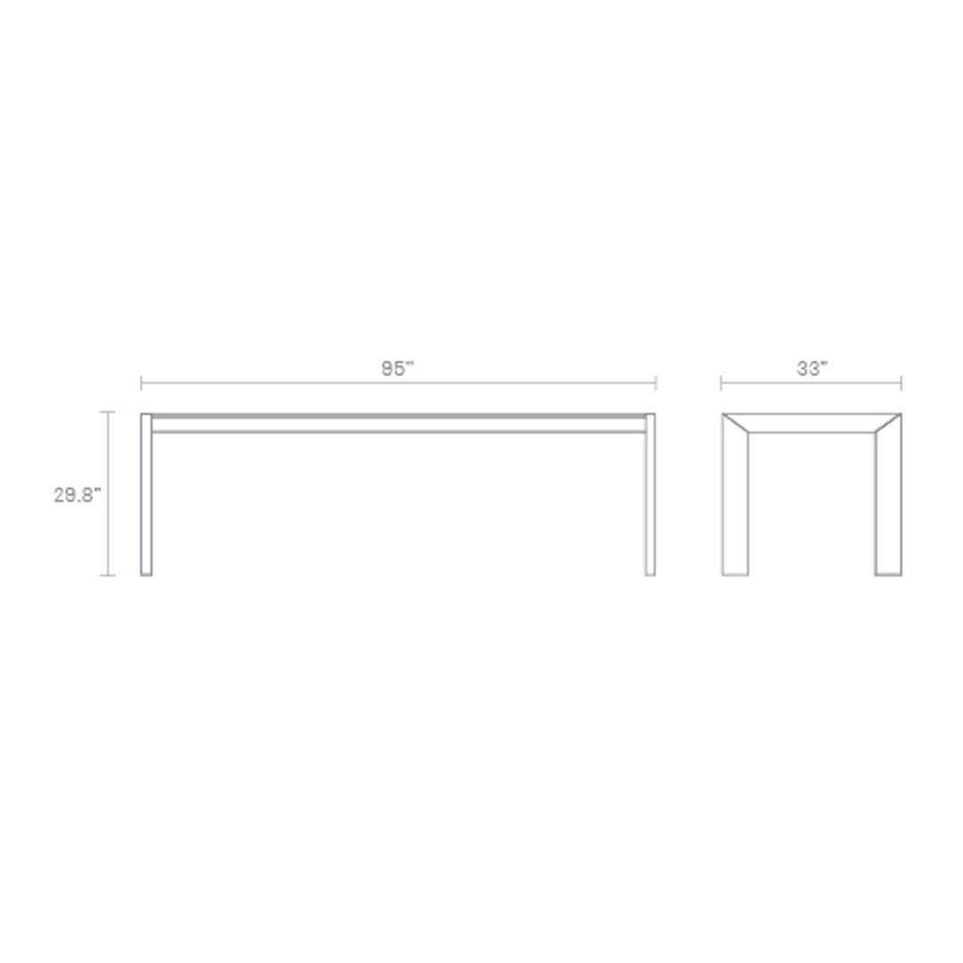 "Modern rectangular table in sleek white finish with minimalist design and clean lines."