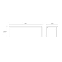 "Modern rectangular table in sleek white finish with minimalist design and clean lines."