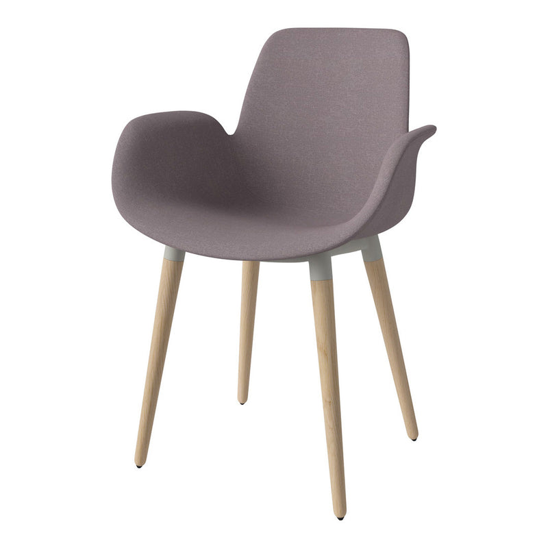 Seed Dining Armchair - Upholstered - Oiled Oak Base, White Pigmented