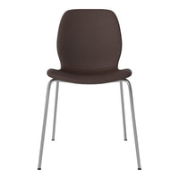 Brown textured chair with a sleek silver metallic frame. Perfect for modern decor.