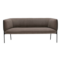 Stylish gray sofa with minimalist design and sleek black legs, perfect for modern decor.