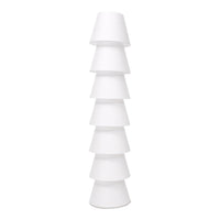 "Stacked white ceramic cups with a smooth glossy finish, featuring a minimalist design and no patterns."
