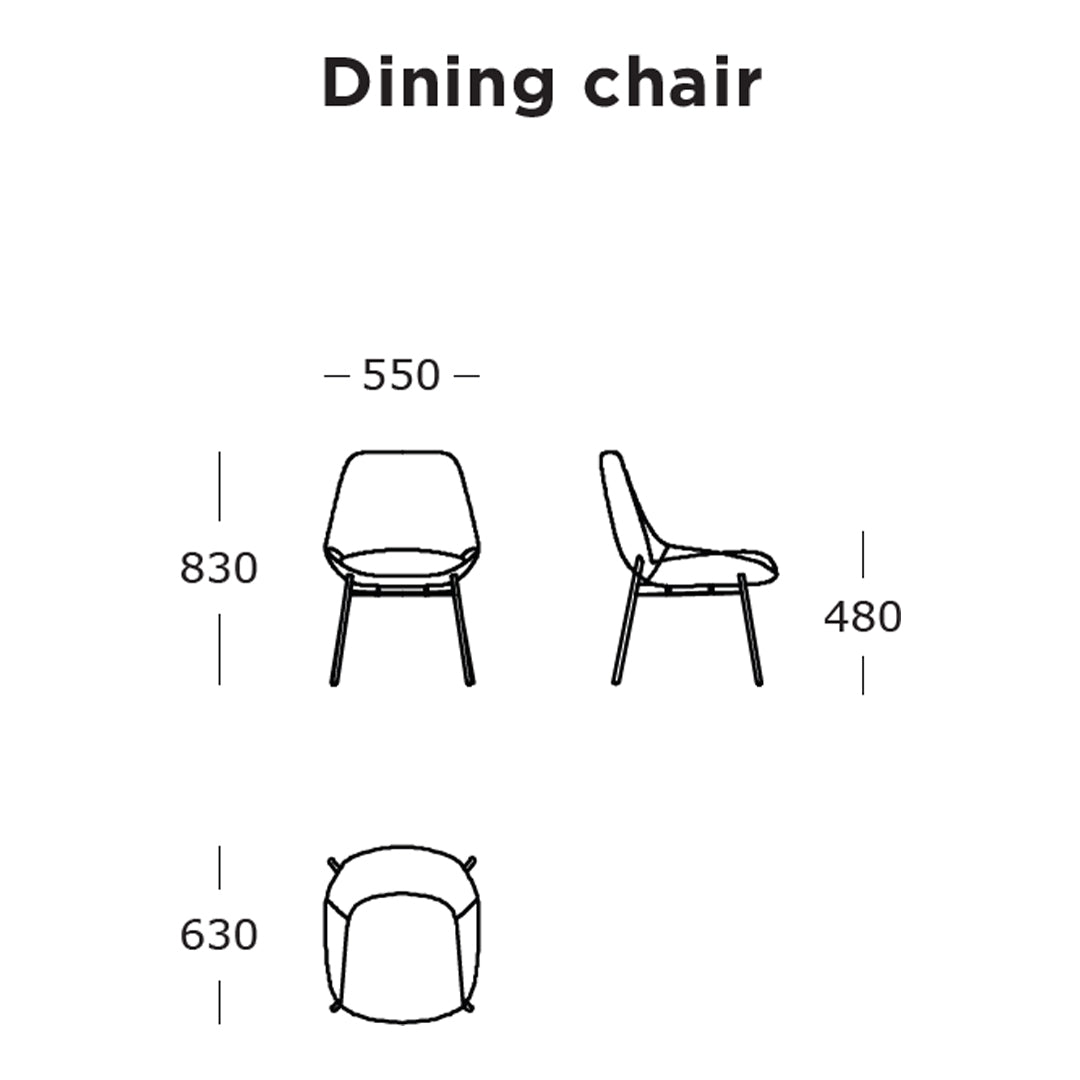 "Minimalist dining chair design with sleek lines, showcasing a modern silhouette in a classic monochrome finish."