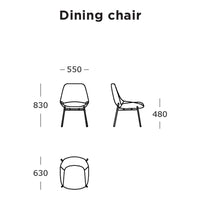 "Minimalist dining chair design with sleek lines, showcasing a modern silhouette in a classic monochrome finish."