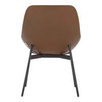 Brown upholstered chair with sleek black metal legs, featuring a smooth, modern design. Ideal for stylish interiors.