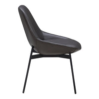 Stylish black leather chair with a smooth, curved design and sleek black metal legs. Perfect for modern interiors.