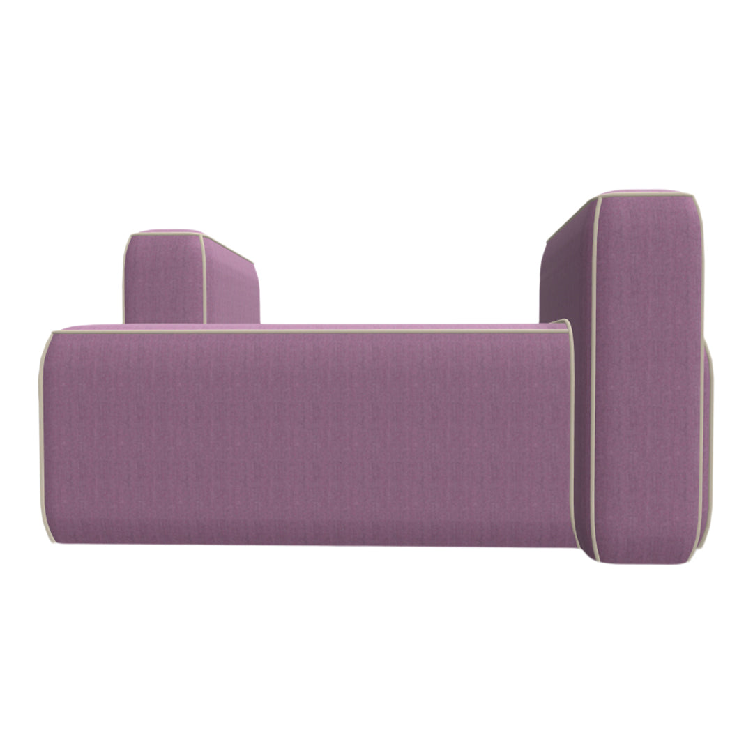Purple upholstered sofa with subtle texture and contrasting light-colored trim. Perfect for modern decor.