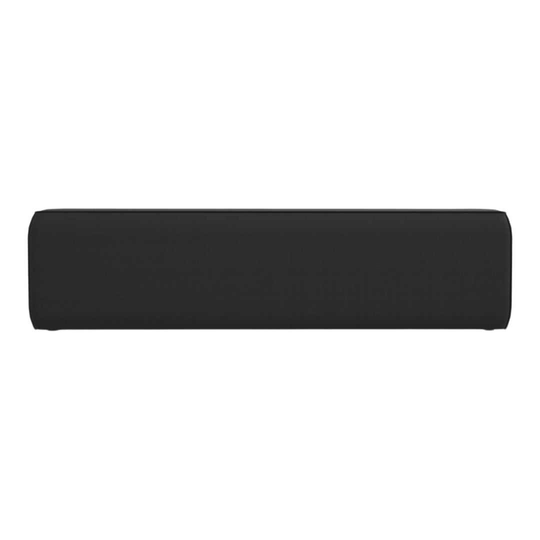 Black rectangular cushion with a textured fabric pattern, ideal for modern decor.