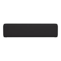 Black rectangular cushion with a textured fabric pattern, ideal for modern decor.