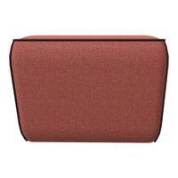 Textured rust-orange fabric with dark brown trim, featuring a subtle woven pattern for added depth.