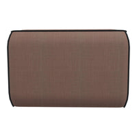 Brown textured fabric with black trim, featuring a subtle woven pattern for a contemporary look.