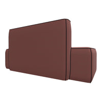 Sleek brown upholstered sofa sectional with contrasting black piping detail. Modern and stylish design.