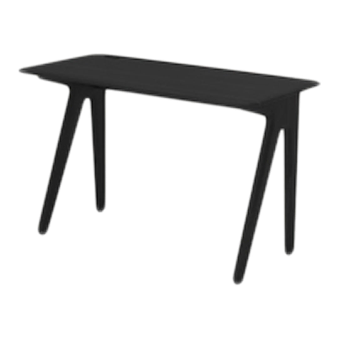 Sleek black console table with a minimalist design and smooth surface. Perfect for modern decor.