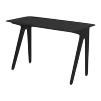 Sleek black console table with a minimalist design and smooth surface. Perfect for modern decor.