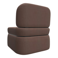 Stylish brown upholstered chair with a smooth, modern texture, perfect for contemporary interiors.