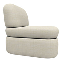 Cream-colored modular chair with a subtle linear pattern and sleek black trim. Perfect for modern interiors.