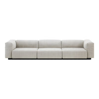 Light beige three-seater sofa with a subtle textured pattern and clean, modern lines, ideal for contemporary spaces.