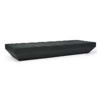 Black rectangular coffee table with a unique ribbed pattern and smooth edges, ideal for modern decor.