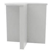White corner table with a smooth finish and minimalist design, ideal for modern decor.